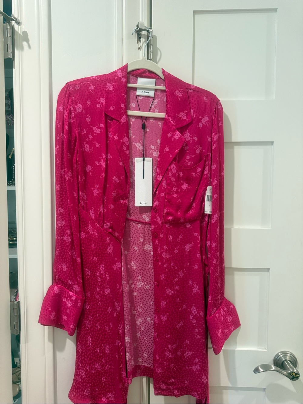 Acler Hot Pink Floral Silk-Blend Blazer